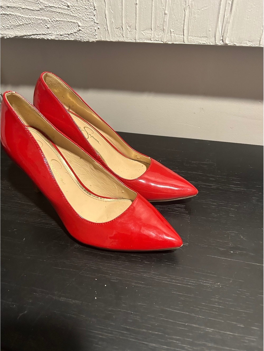 Jessica Simpson Cassani Pointed-Toe Patent Pumps - Red Muse - Size 7